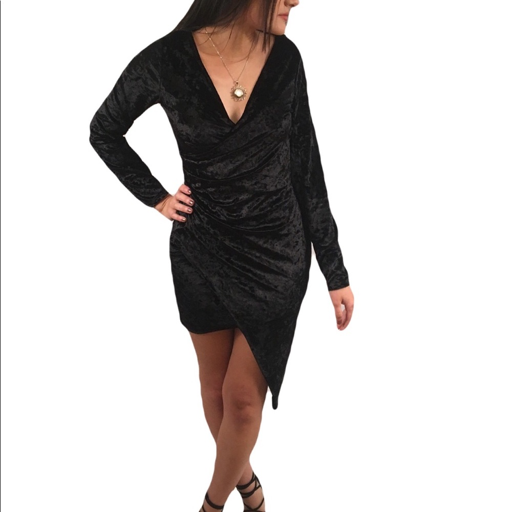 High low velvet dress